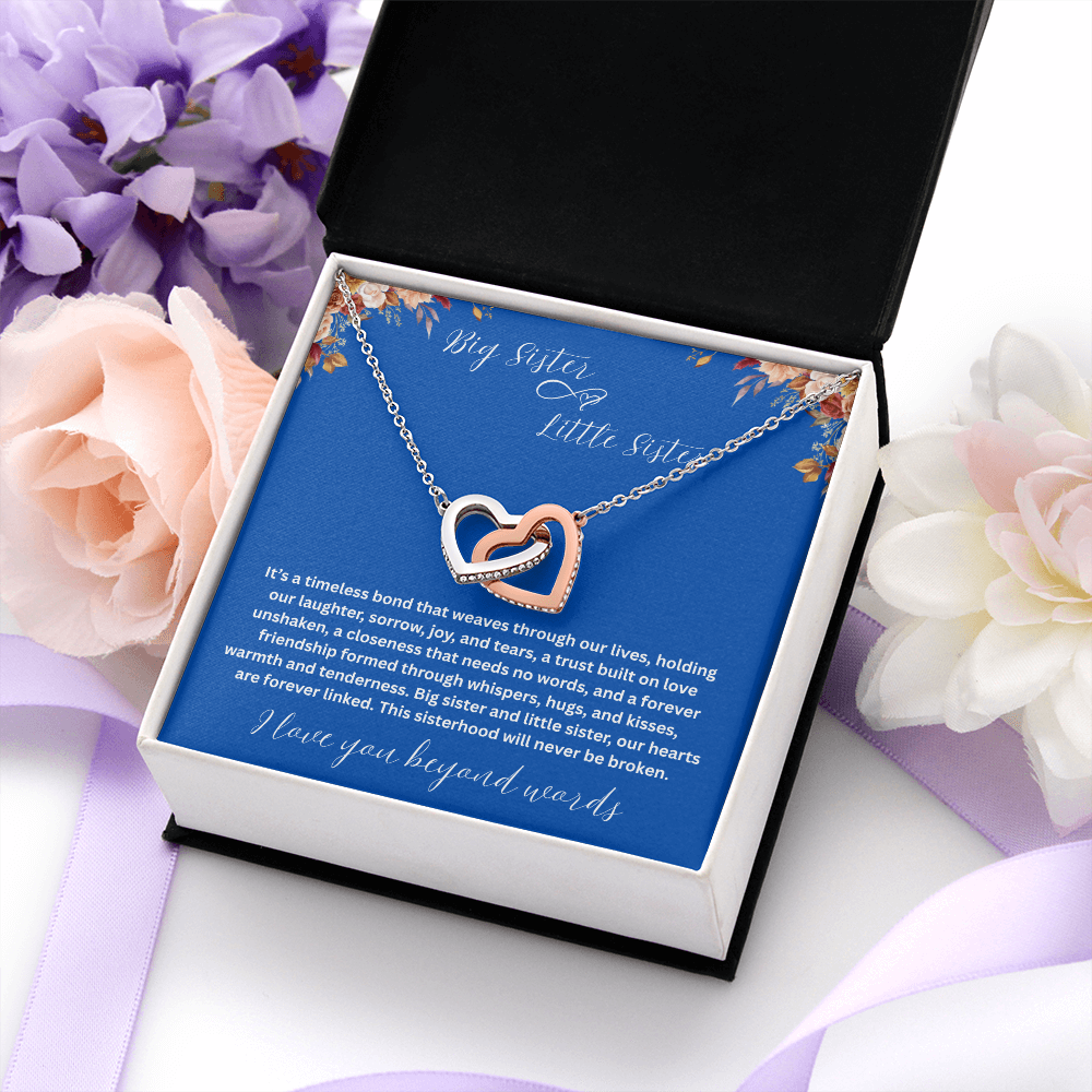 Gift for Sister "Big Sister Little Sister" Interlocking Hearts Necklace