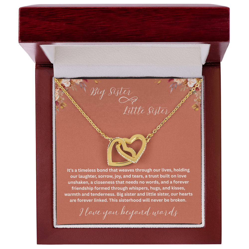 Gift for Sister "Big Sister Little Sister" Interlocking Hearts Necklace