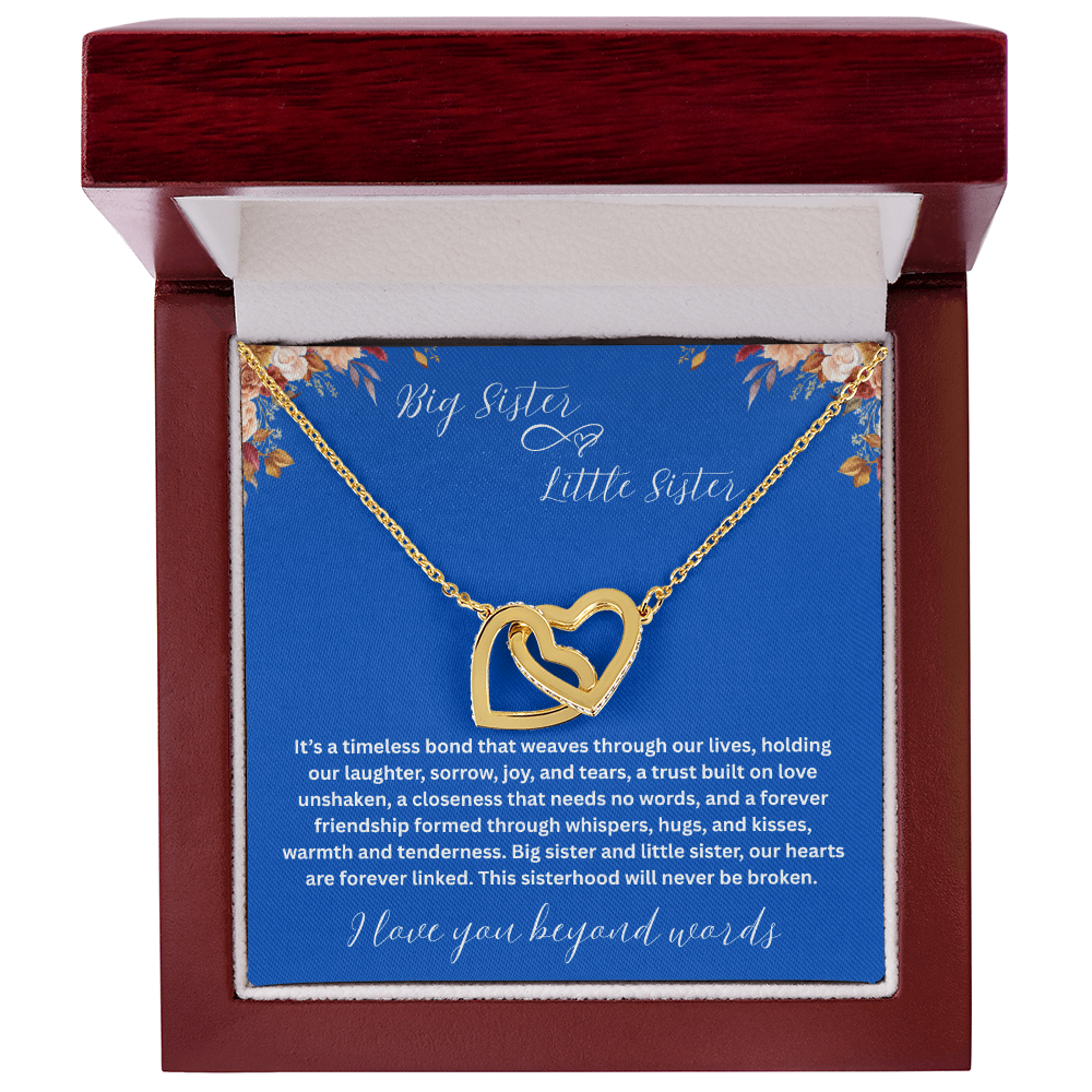 Gift for Sister "Big Sister Little Sister" Interlocking Hearts Necklace