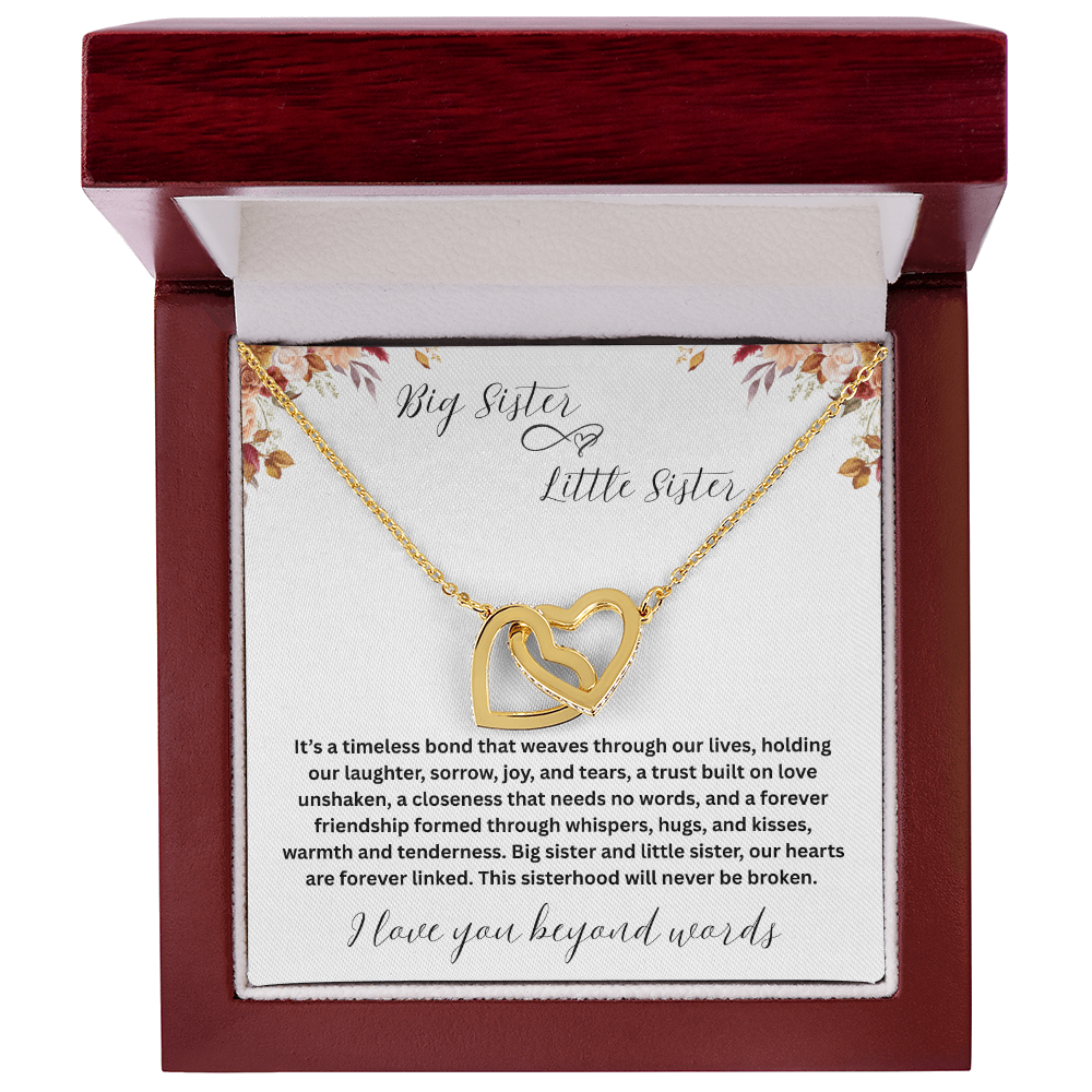 Gift for Sister "Big Sister Little Sister" Interlocking Hearts Necklace