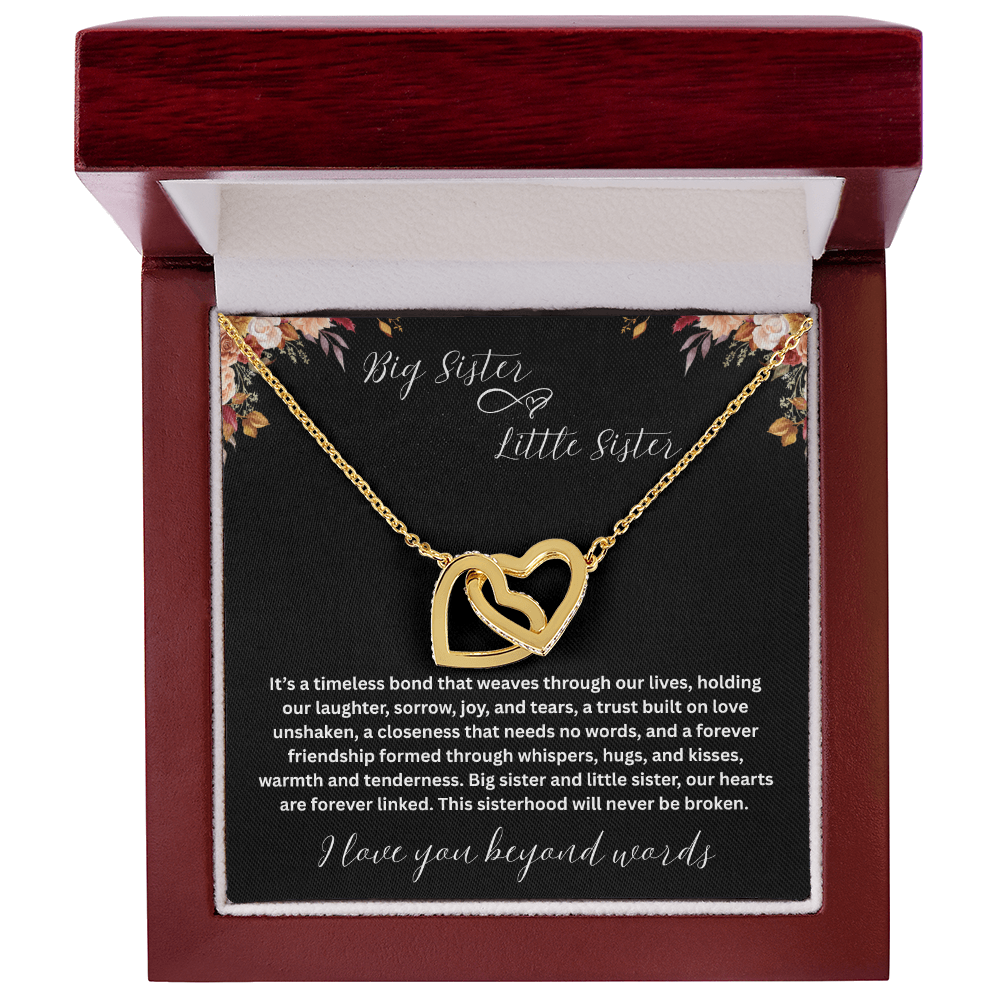 Gift for Sister "Big Sister Little Sister" Interlocking Hearts Necklace