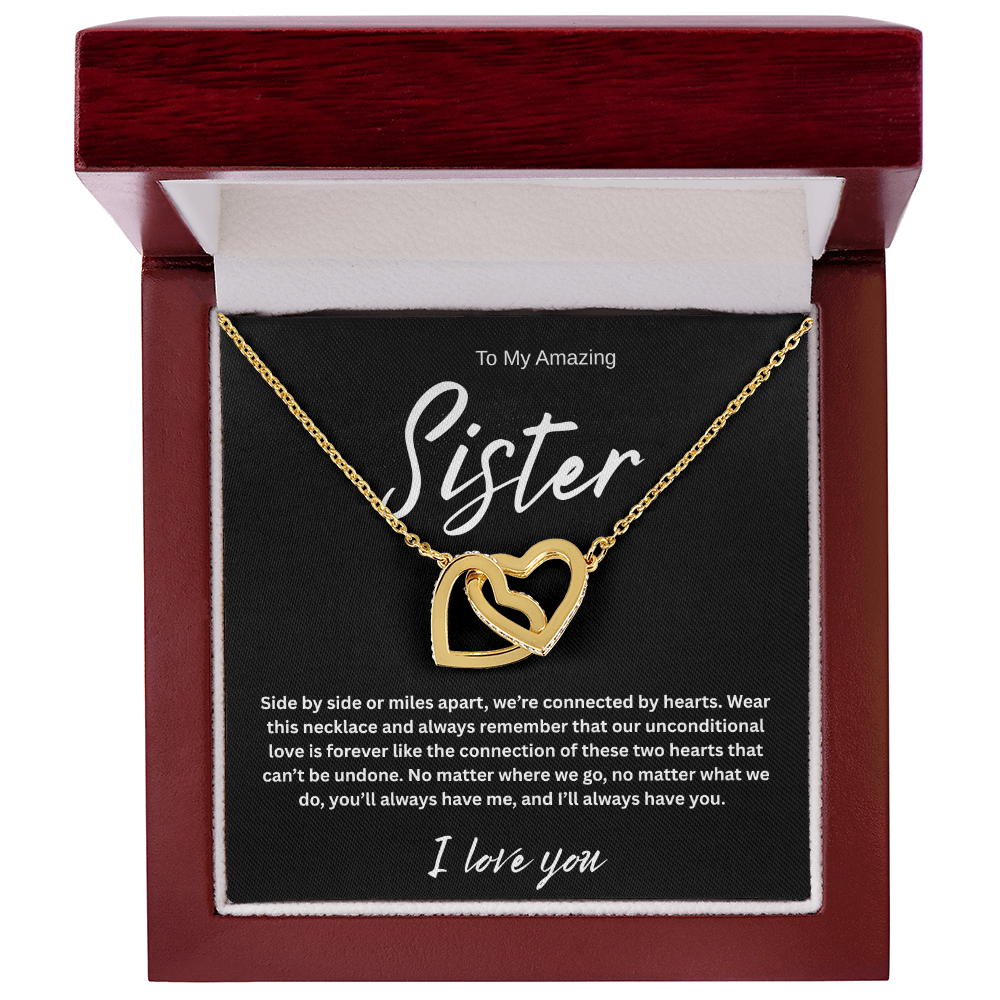 A Forever Connection "To My Amazing Sister" Interlocking Hearts Necklace