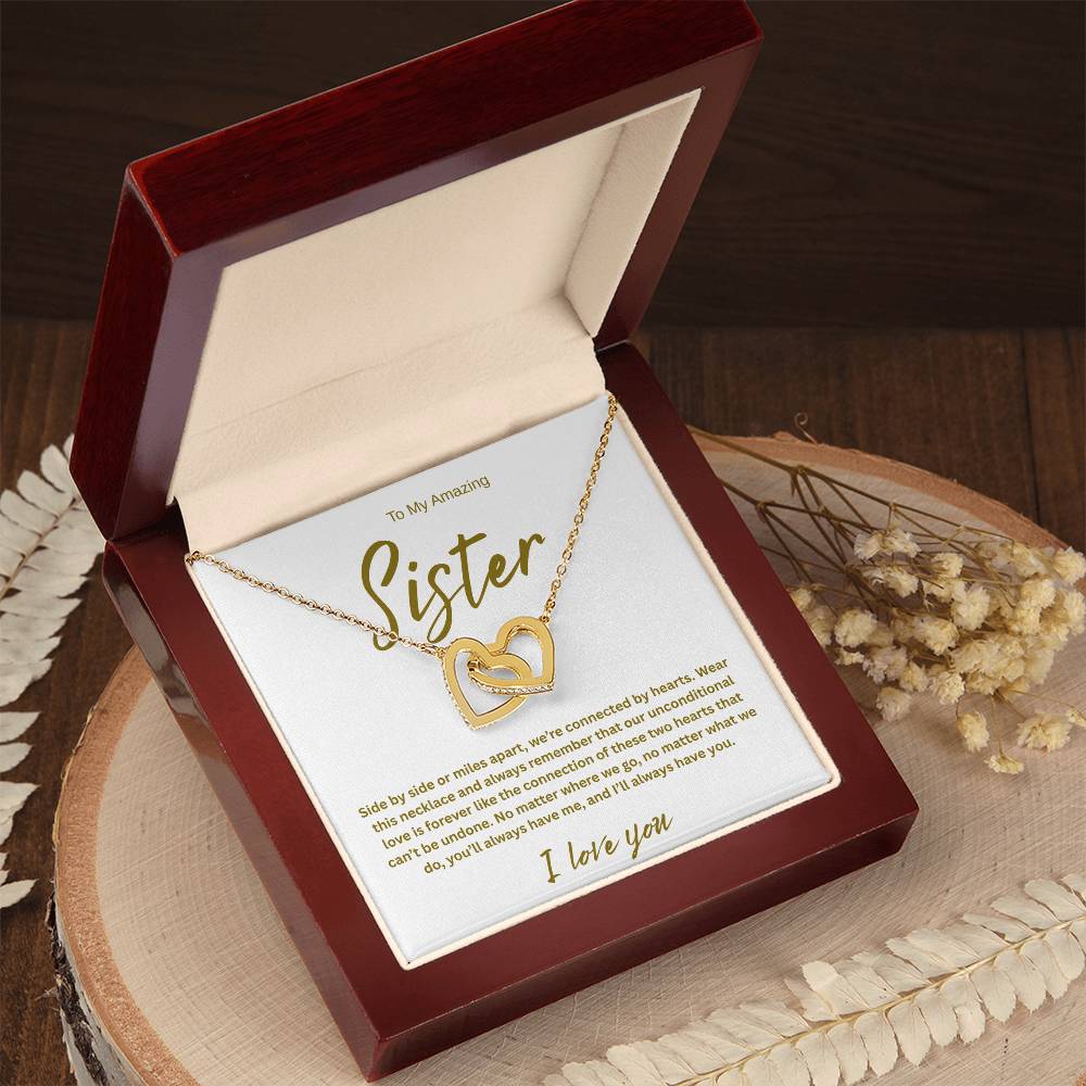 A Forever Connection "To My Amazing Sister" Interlocking Hearts Necklace