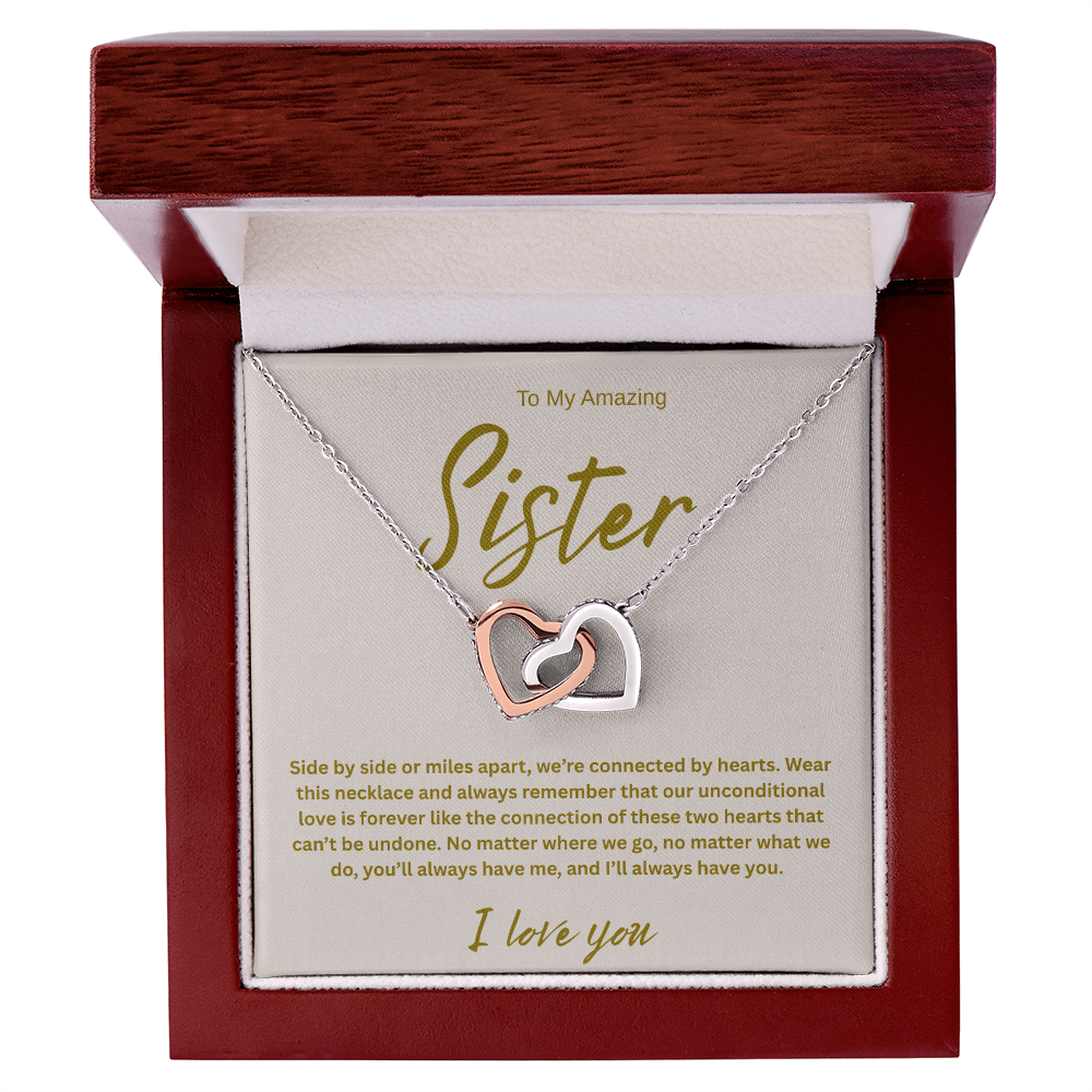 A Forever Connection "To My Amazing Sister" Interlocking Hearts Necklace