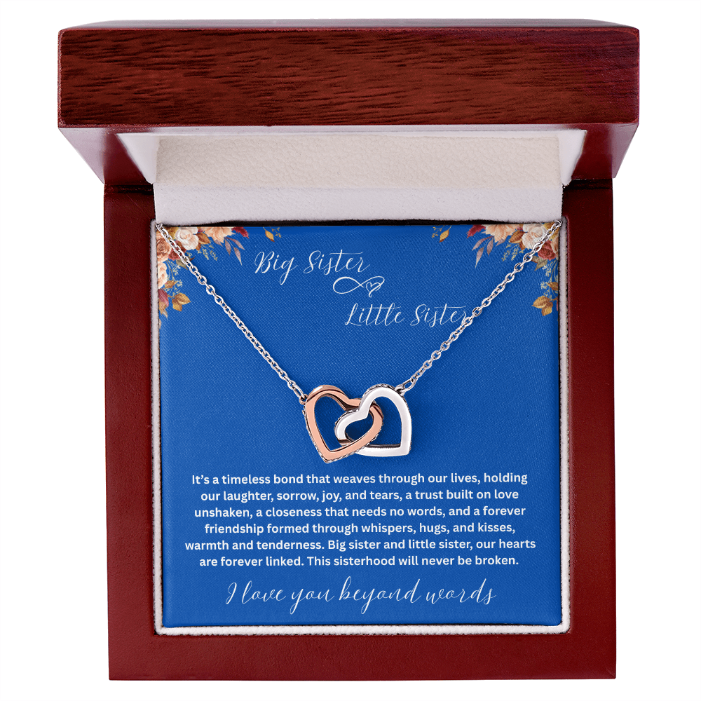 Gift for Sister "Big Sister Little Sister" Interlocking Hearts Necklace