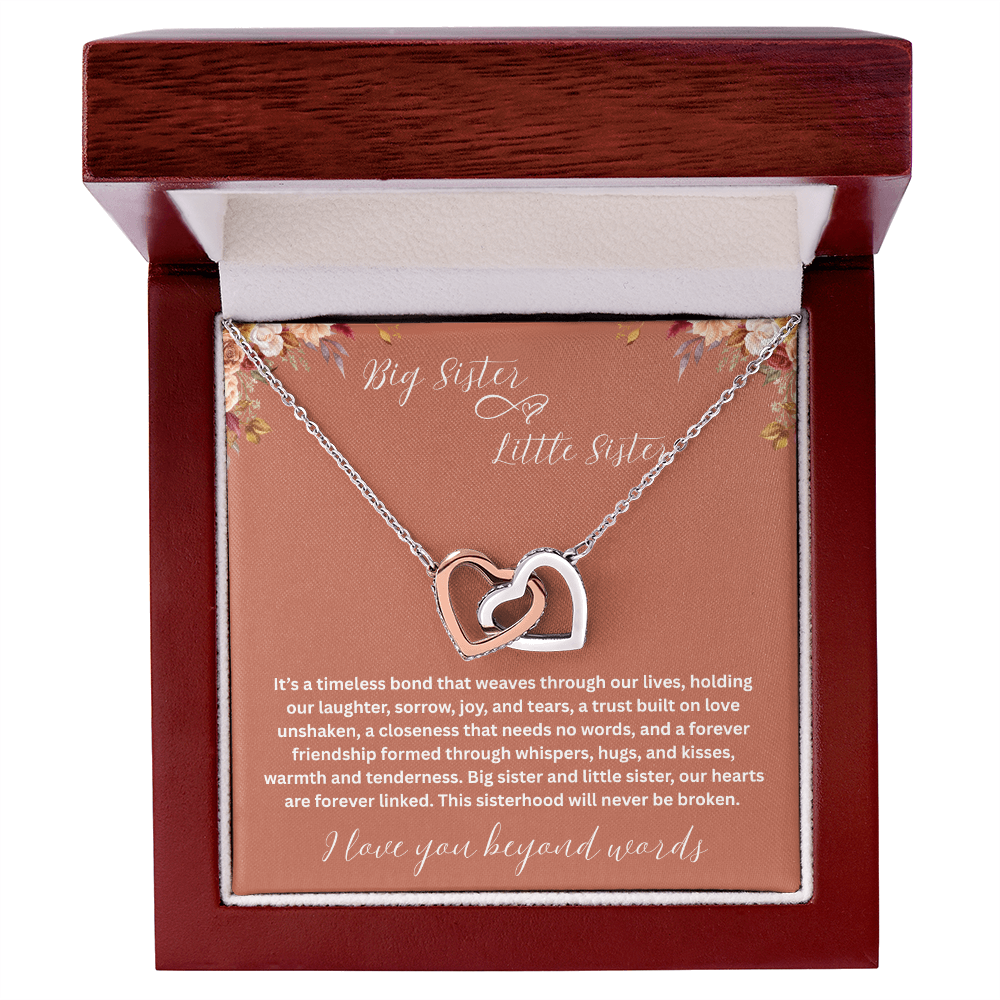 Gift for Sister "Big Sister Little Sister" Interlocking Hearts Necklace
