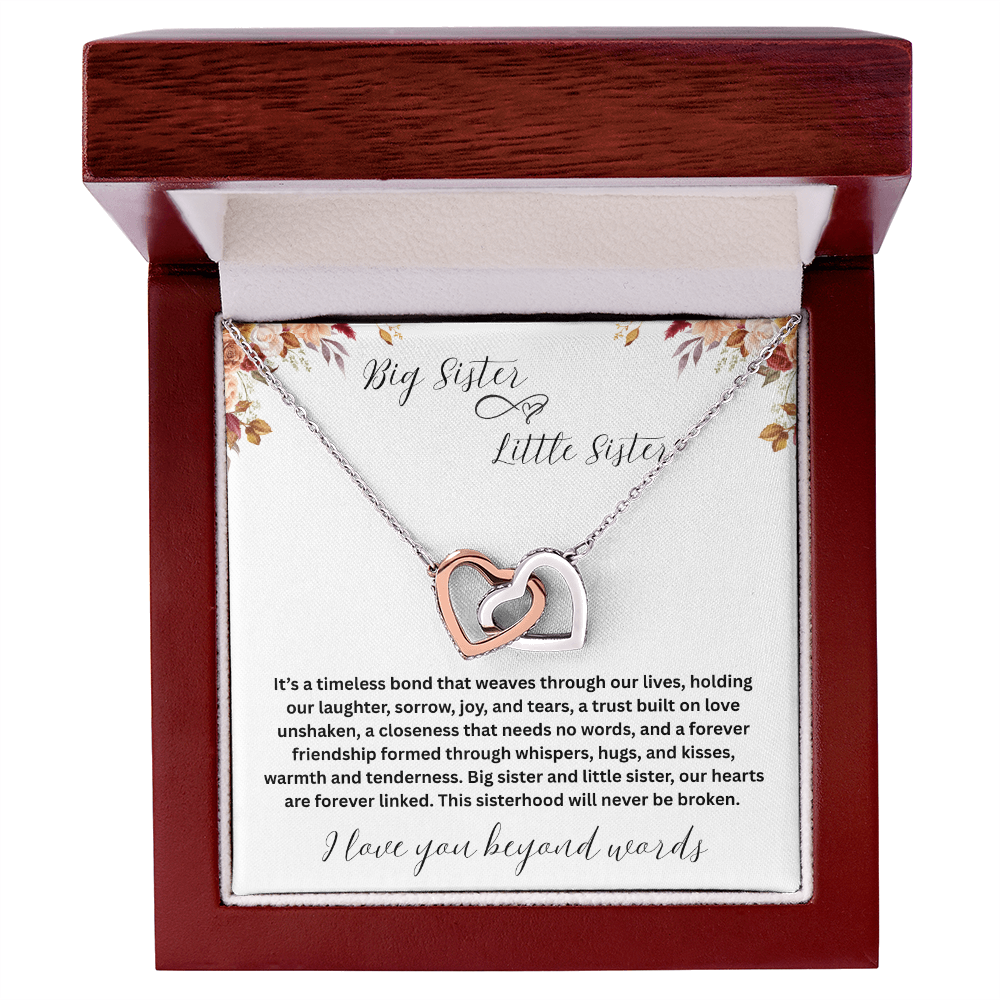 Gift for Sister "Big Sister Little Sister" Interlocking Hearts Necklace
