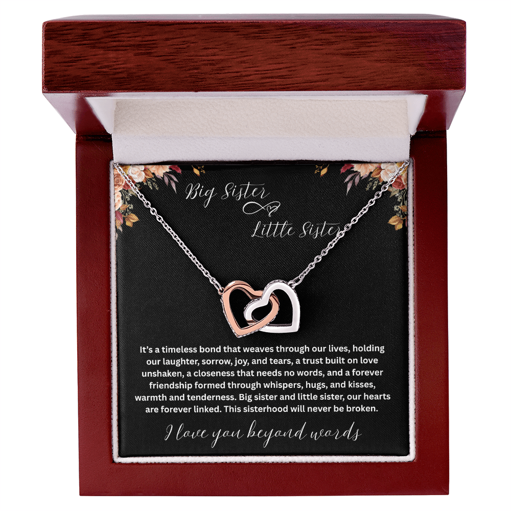 Gift for Sister "Big Sister Little Sister" Interlocking Hearts Necklace