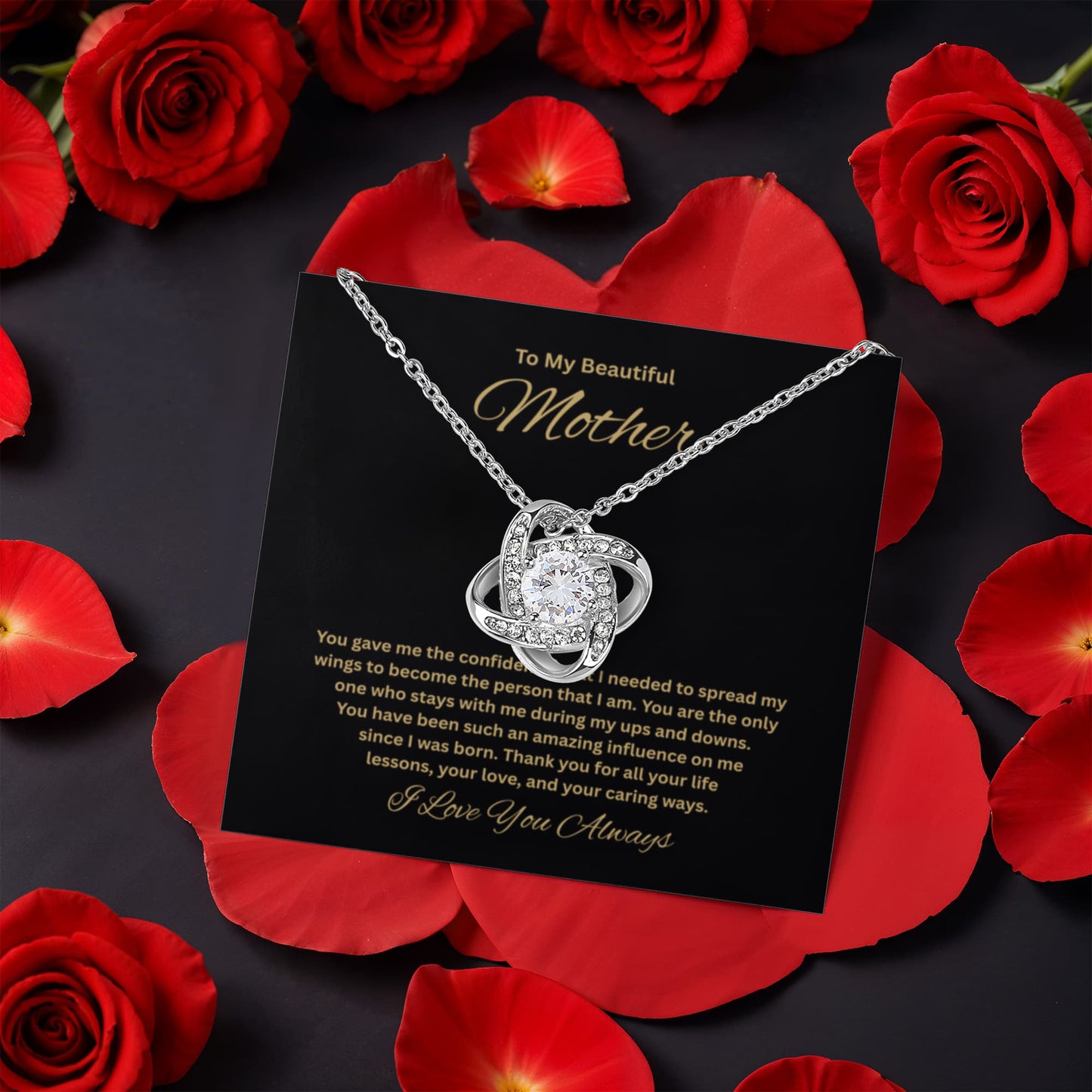 Gift for Mom - "To My Beautiful Mother" - Love Knot Necklace