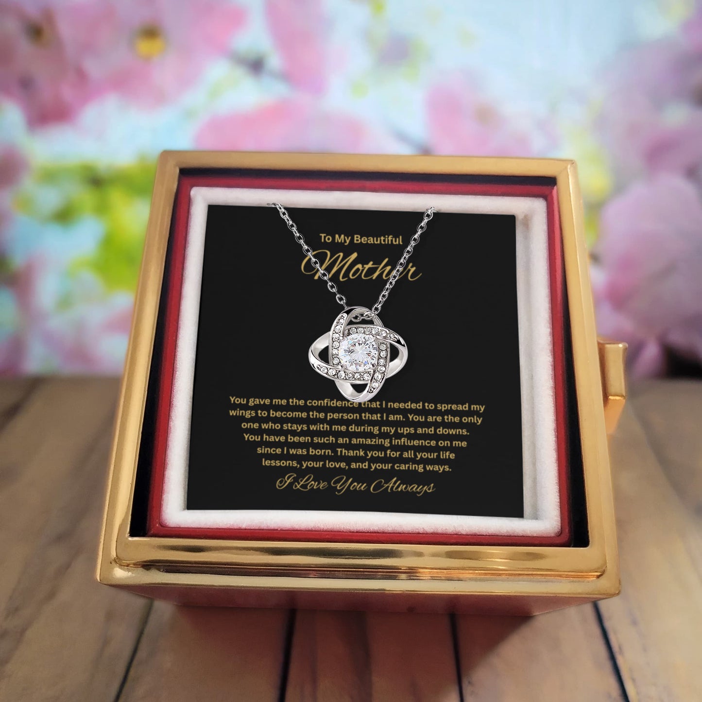 Gift for Mom - "To My Beautiful Mother" - Love Knot Necklace