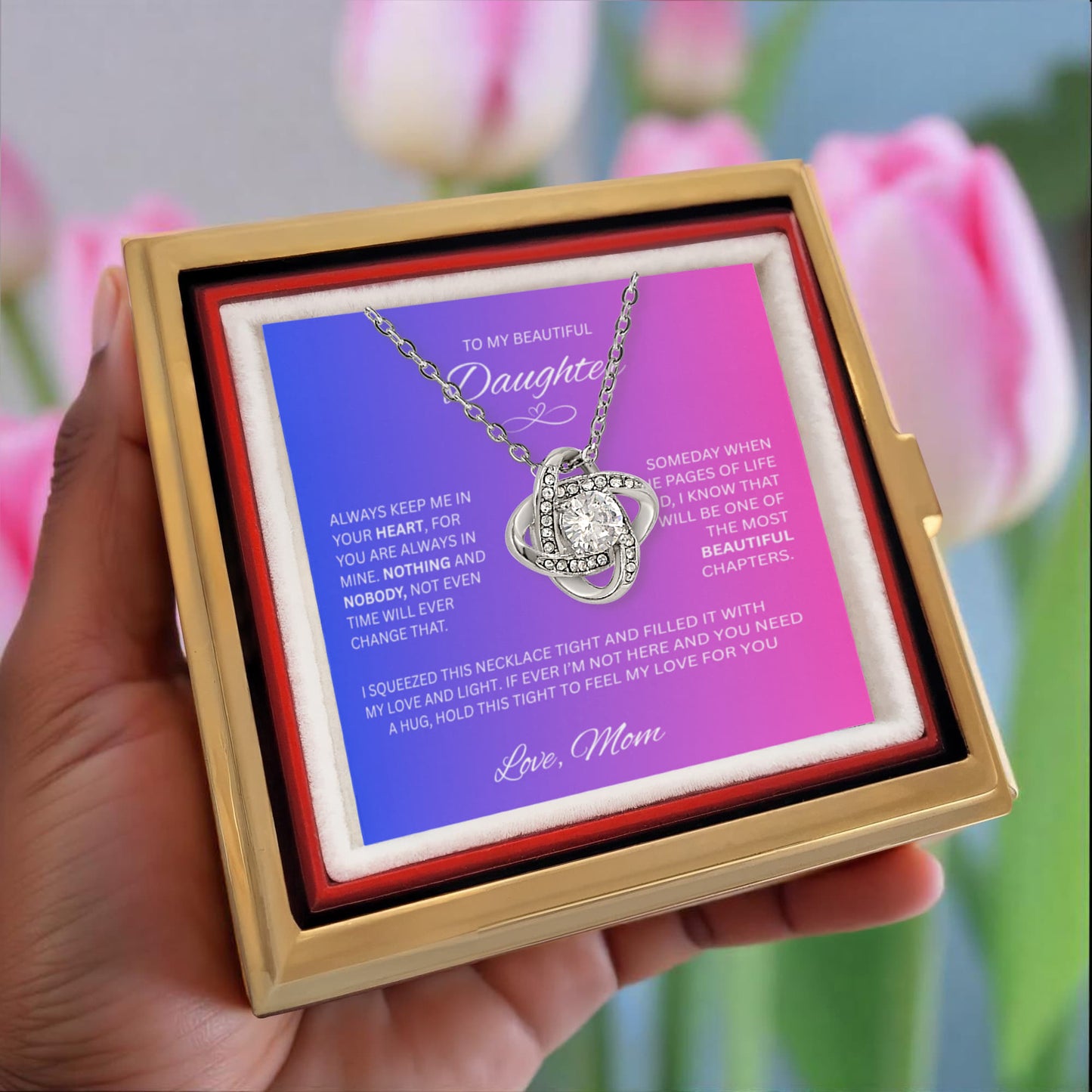To My Beautiful Daughter - Love Knot Necklace