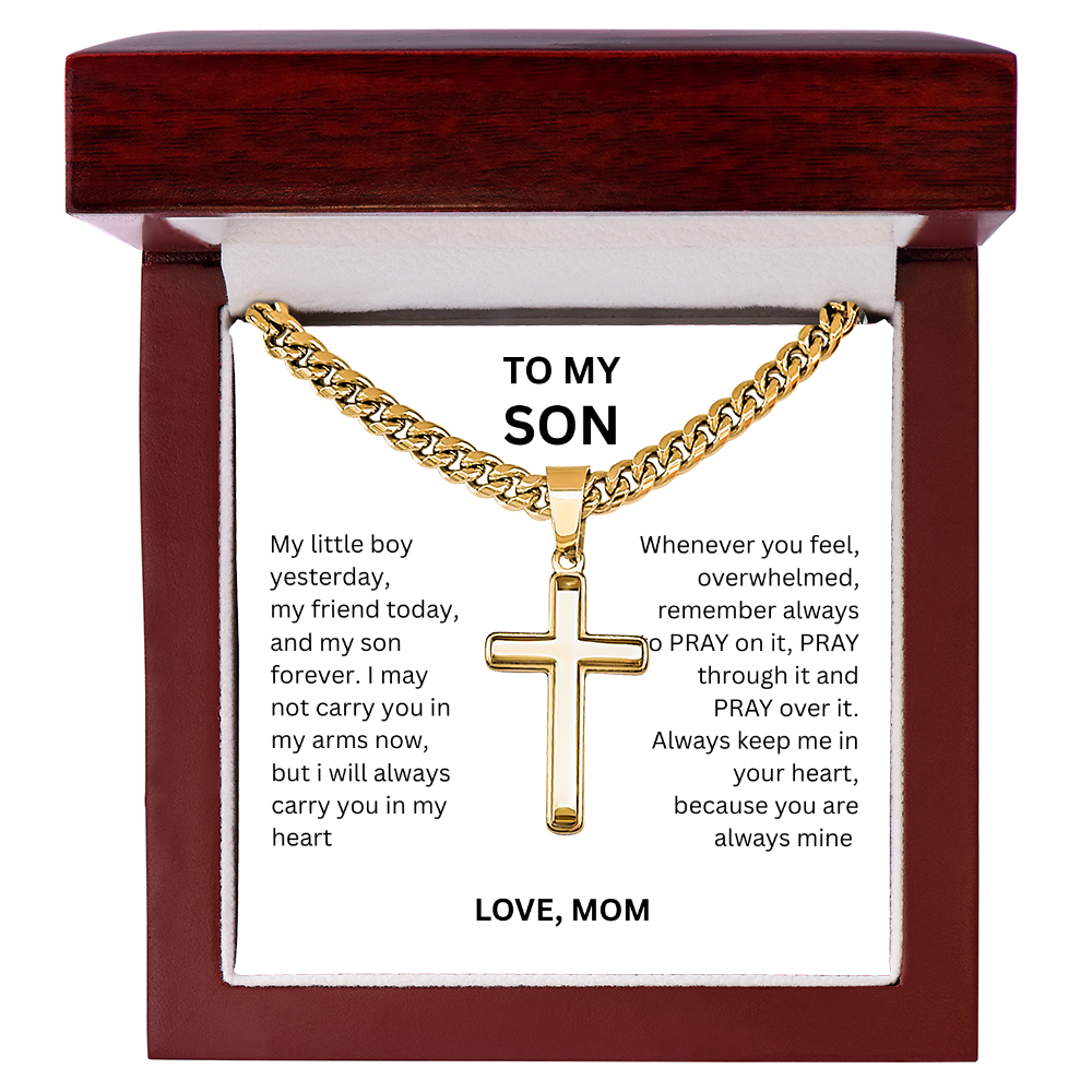 A symbol of devotion and power for Son "Artisan Cross w/ Cuban Link Chain"