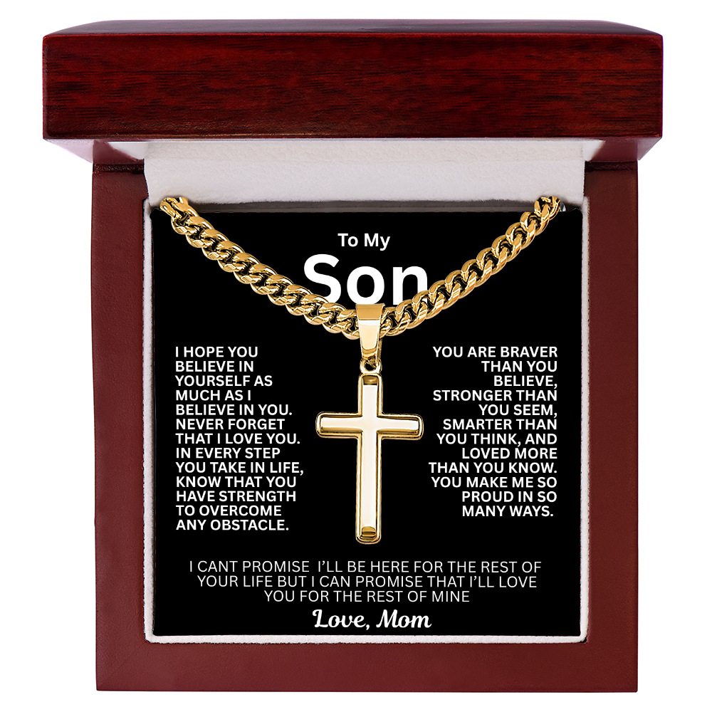 Symbolic Gift for Son "Artisan Cross w/ Cuban Link Chain"