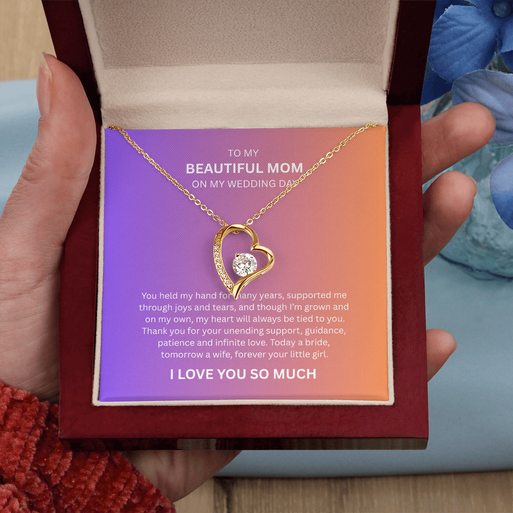 Spectacular Gift "To My Beautiful Mom" Forever Love Necklace