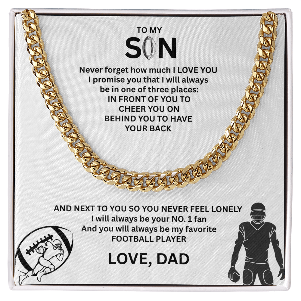 Fueled by Passion; Bold Cuban Link Necklace for a true Warrior "To My Son"