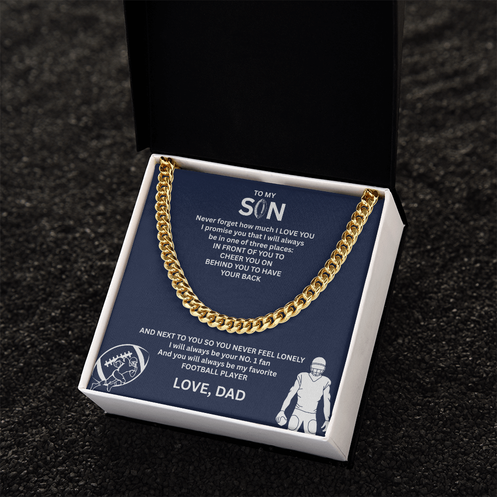Fueled by Passion; Bold Cuban Link Necklace for a true Warrior "To My Son"
