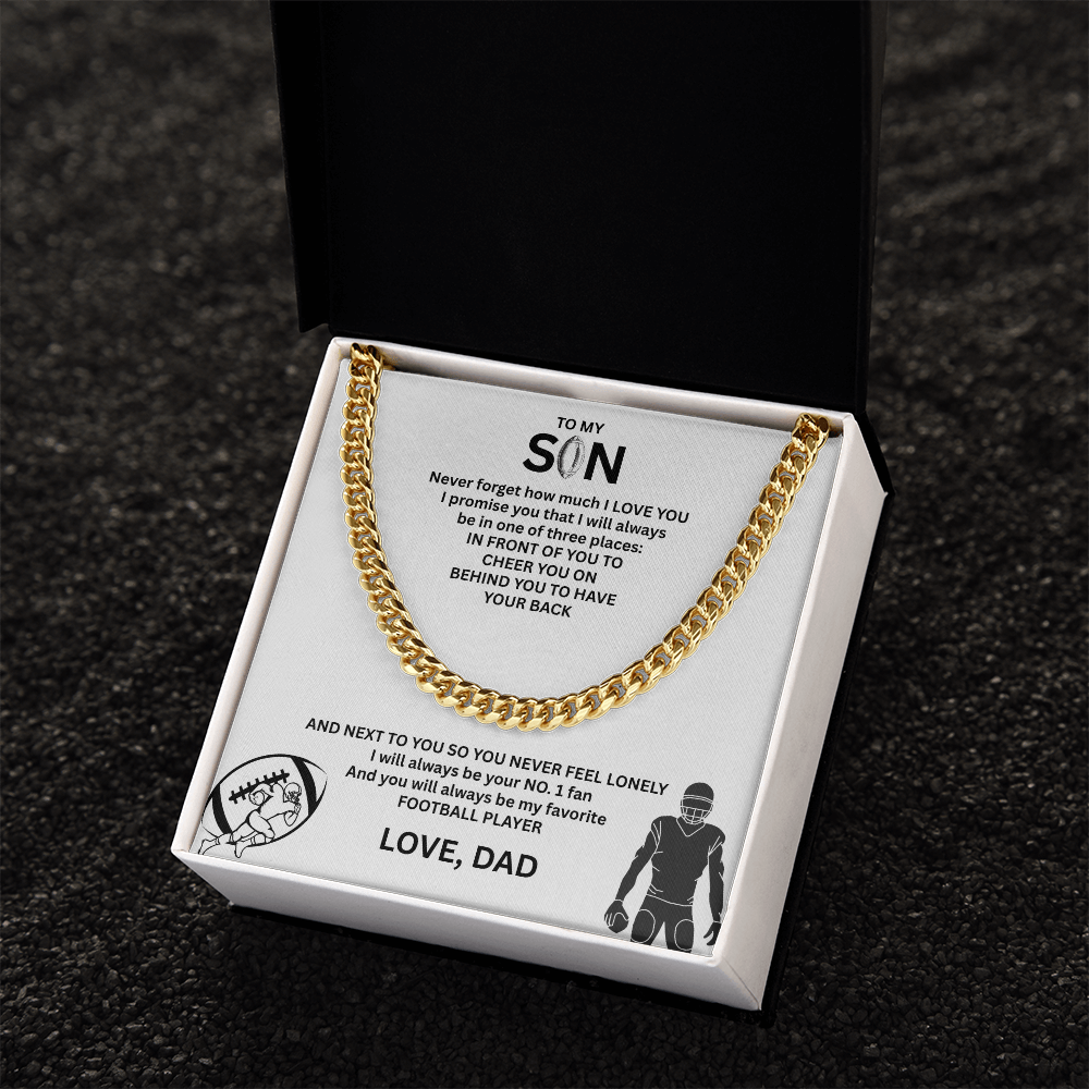 Fueled by Passion; Bold Cuban Link Necklace for a true Warrior "To My Son"