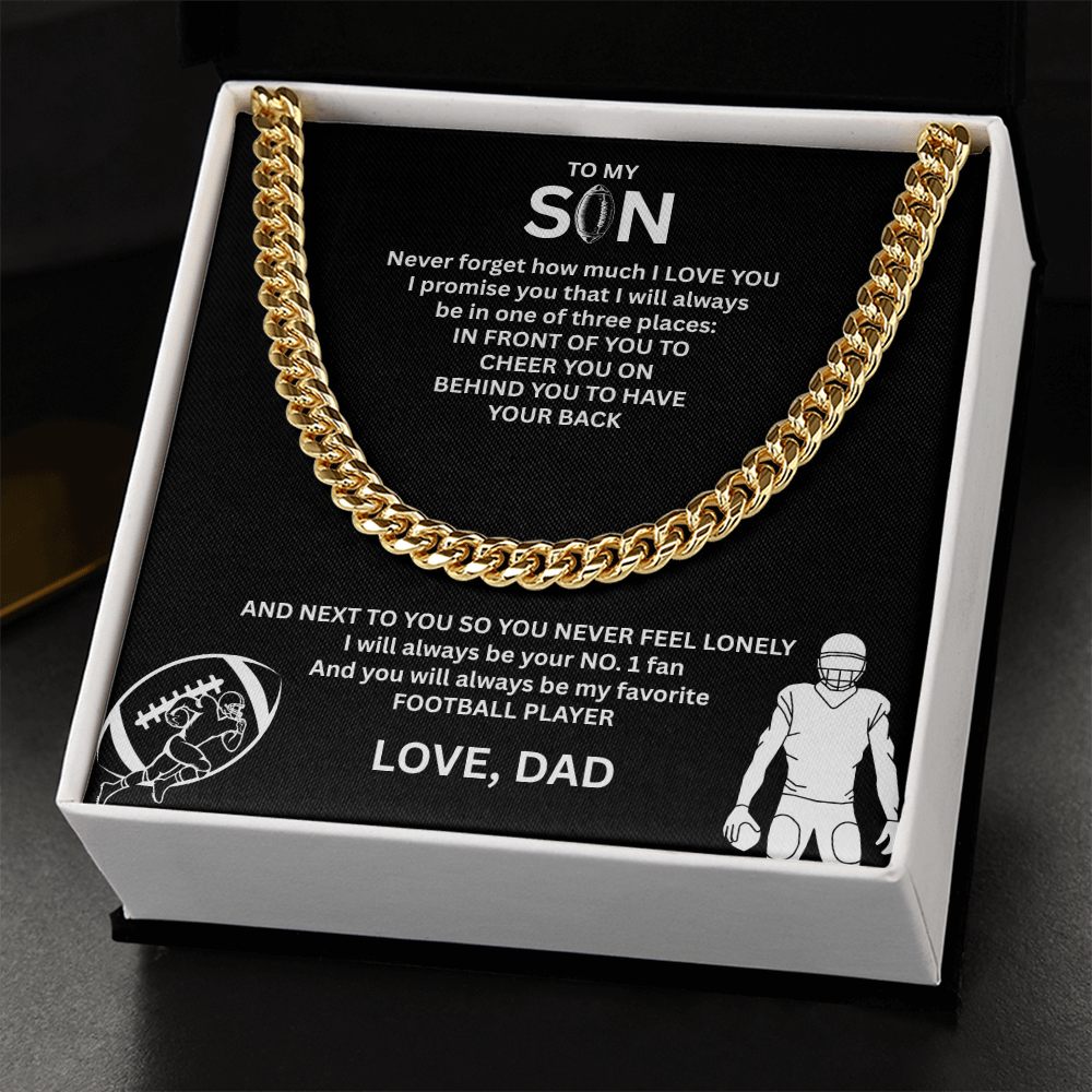 Fueled by Passion; Bold Cuban Link Necklace for a true Warrior "To My Son"