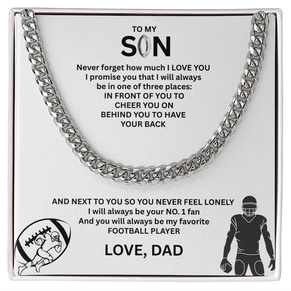 Fueled by Passion; Bold Cuban Link Necklace for a true Warrior "To My Son"