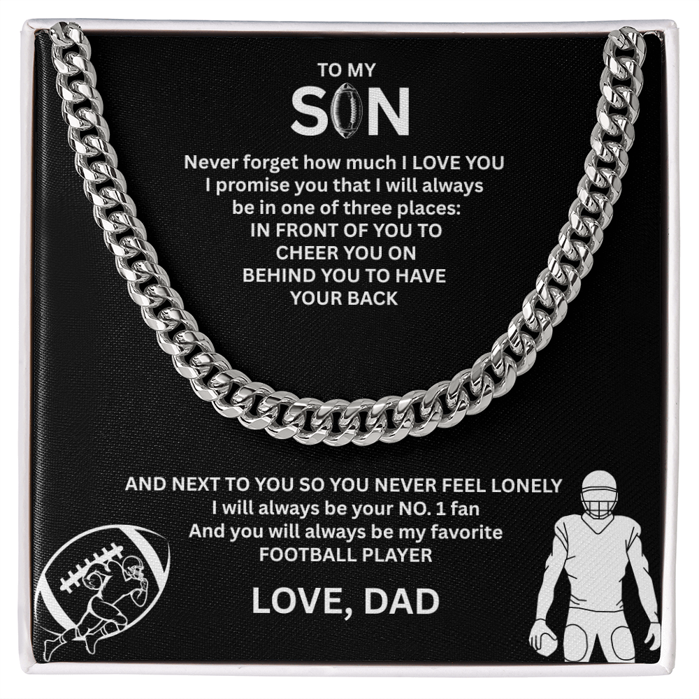 Fueled by Passion; Bold Cuban Link Necklace for a true Warrior "To My Son"
