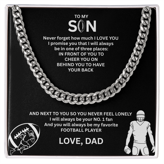 Fueled by Passion; Bold Cuban Link Necklace for a true Warrior "To My Son"