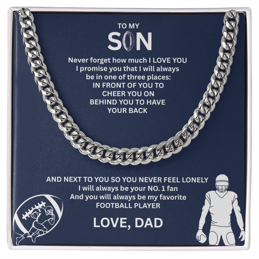 Fueled by Passion; Bold Cuban Link Necklace for a true Warrior "To My Son"
