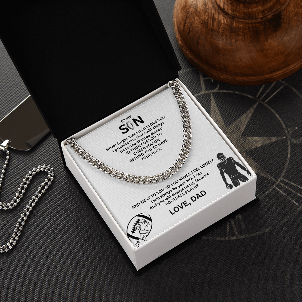 Fueled by Passion; Bold Cuban Link Necklace for a true Warrior "To My Son"
