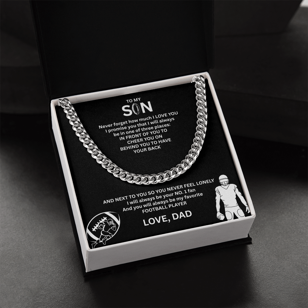 Fueled by Passion; Bold Cuban Link Necklace for a true Warrior "To My Son"