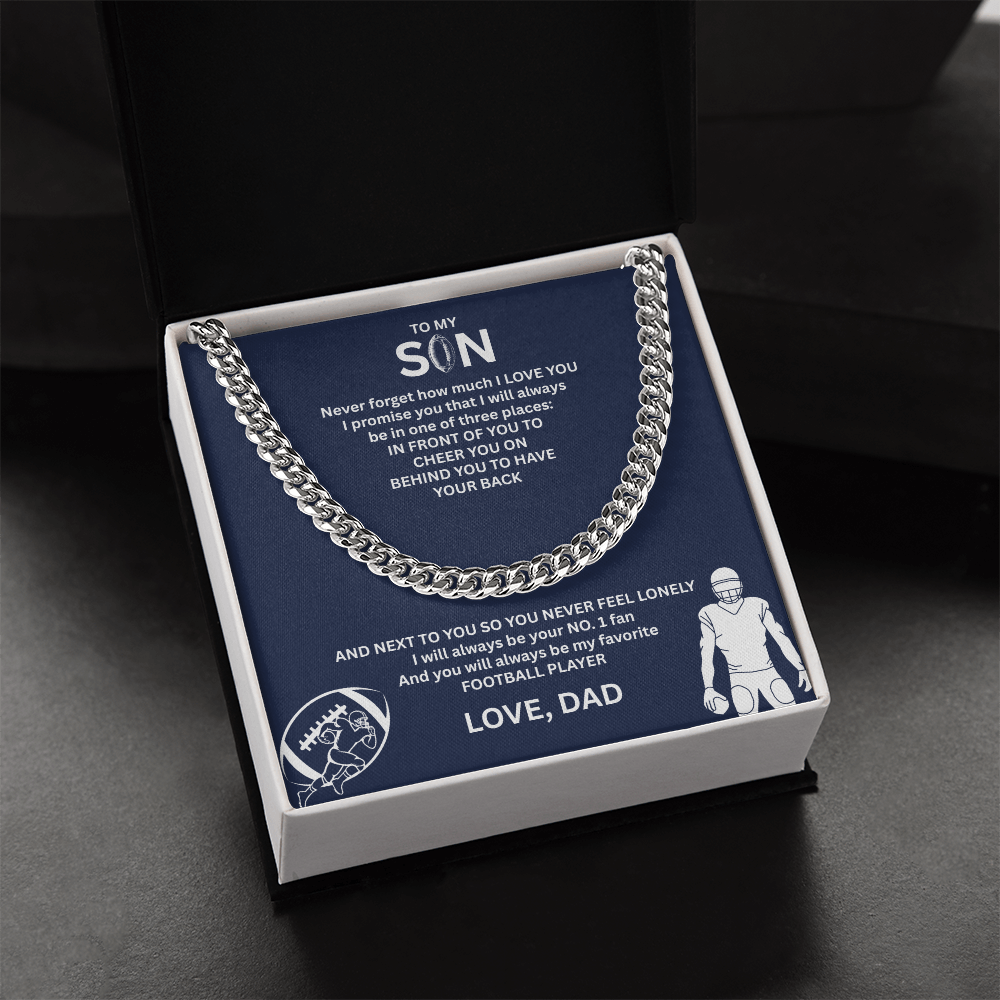 Fueled by Passion; Bold Cuban Link Necklace for a true Warrior "To My Son"