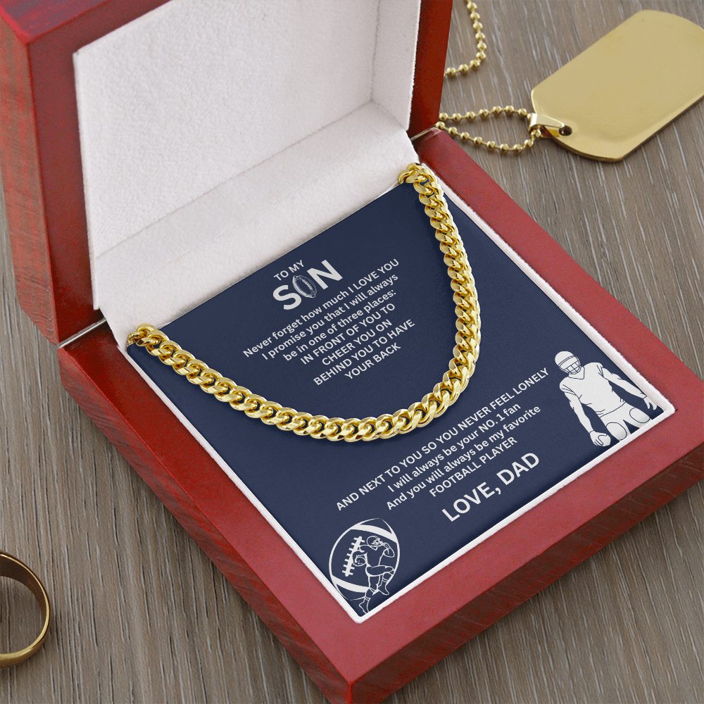 Fueled by Passion; Bold Cuban Link Necklace for a true Warrior "To My Son"