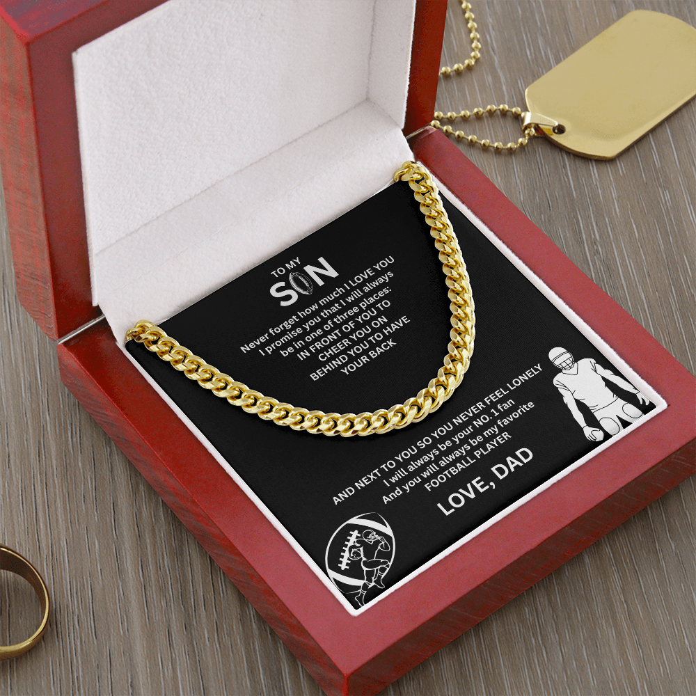 Fueled by Passion; Bold Cuban Link Necklace for a true Warrior "To My Son"