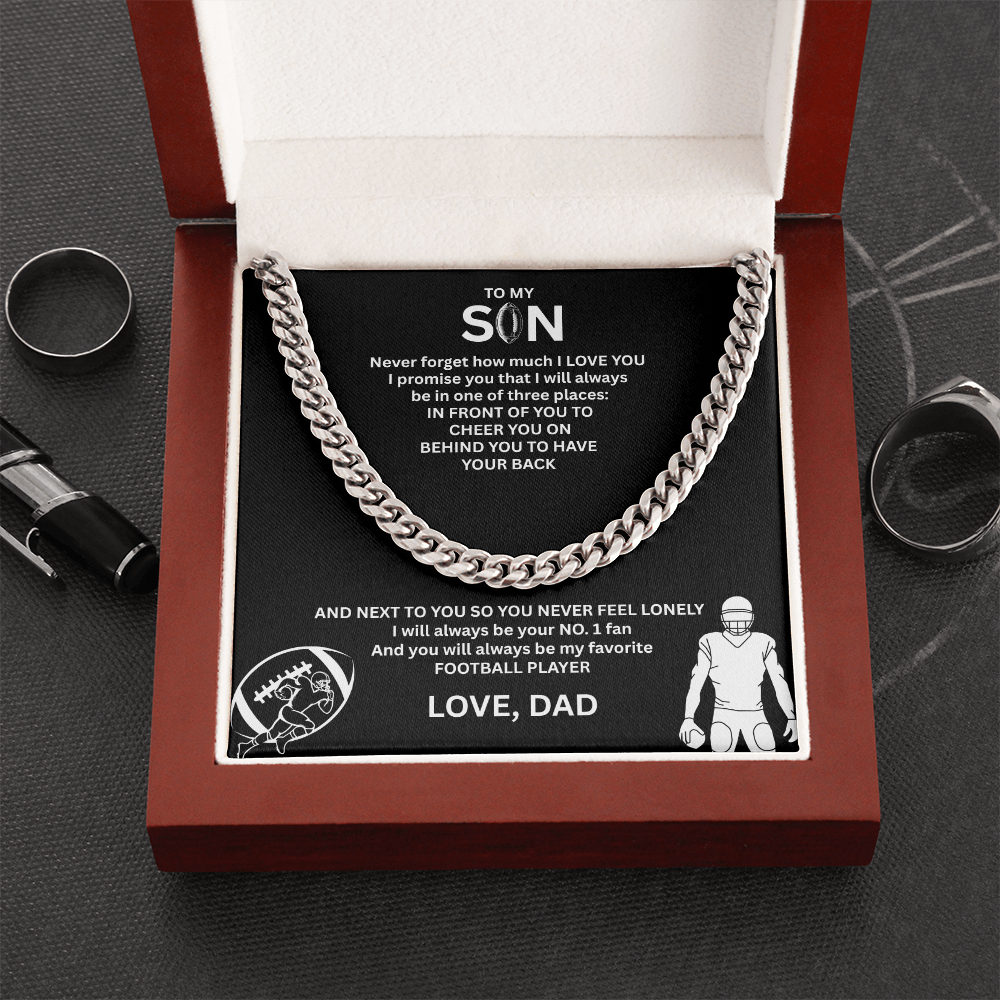 Fueled by Passion; Bold Cuban Link Necklace for a true Warrior "To My Son"