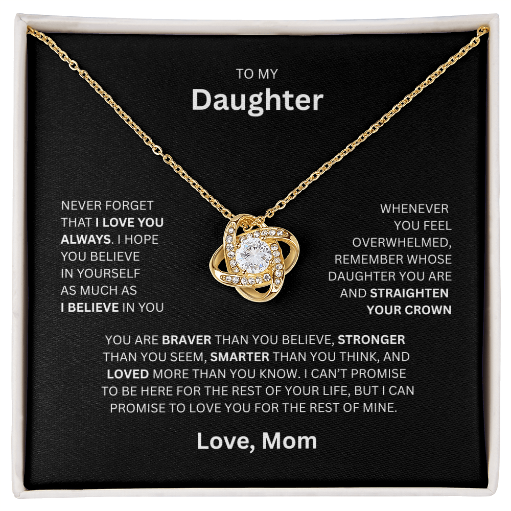 Daughter Gift - "To My Daughter, Love Mom" Love Knot Necklace
