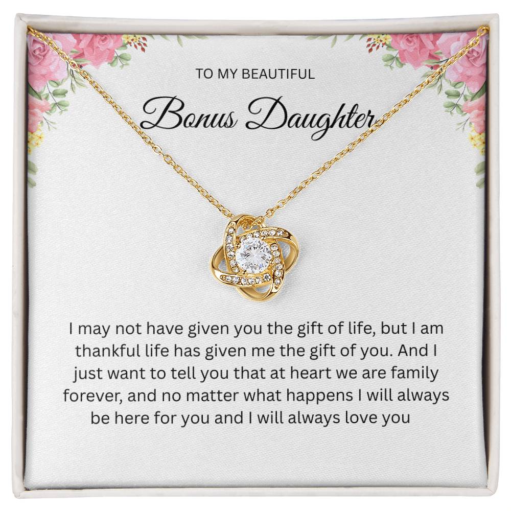 Elegant Love Knot Necklace "To My Beautiful Bonus Daughter"