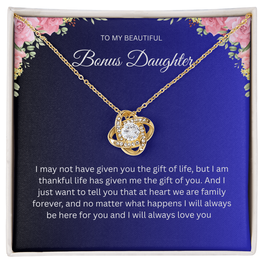 Elegant Love Knot Necklace "To My Beautiful Bonus Daughter"