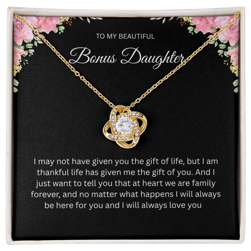 Beautiful Love Knot Necklace "To My Bonus Daughter"