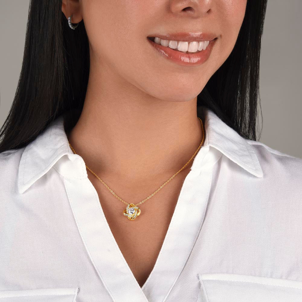 Daughter Gift "To My Daughter, Love Mom" Love Knot Necklace