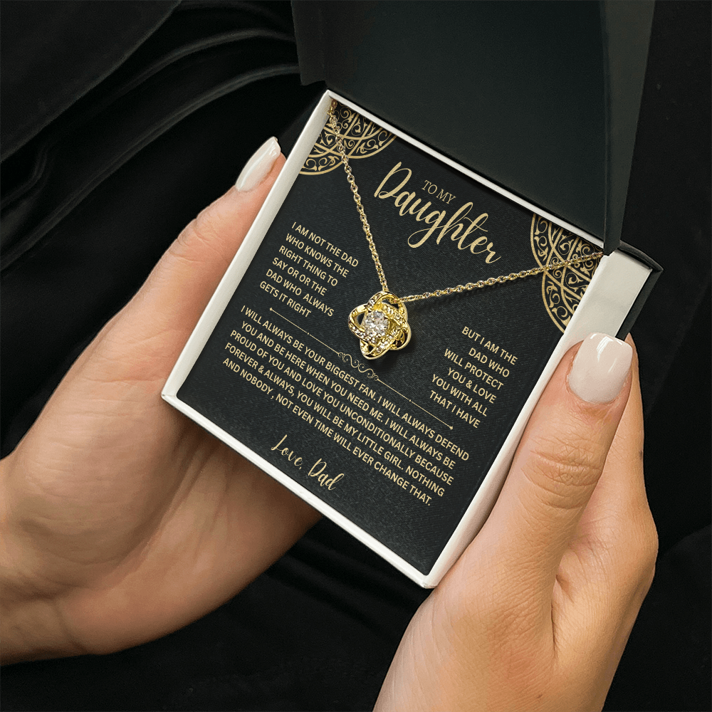 "To My Daughter, Love Dad" Love Gift - Love Knot Necklace