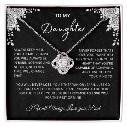 "To My Daughter, Love Dad" Gift - Love Knot Necklace