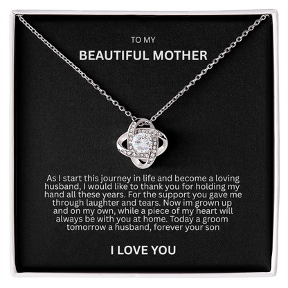 Graceful Gift "To My Beautiful Mother" Love Knot Necklace