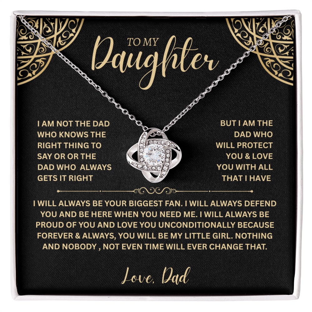 "To My Daughter, Love Dad" Love Gift - Love Knot Necklace