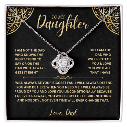 "To My Daughter, Love Dad" Love Gift - Love Knot Necklace