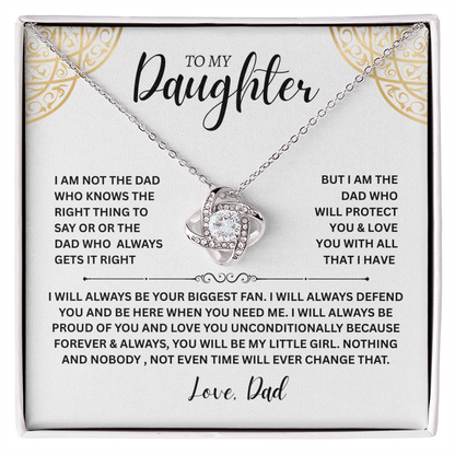 Majestic Gift for Daughter "To My Daughter, Love Dad" Love Knot Necklace