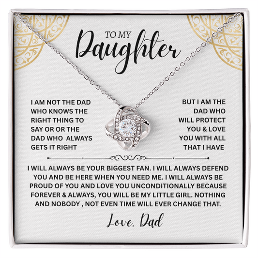 Majestic Gift for Daughter "To My Daughter, Love Dad" Love Knot Necklace