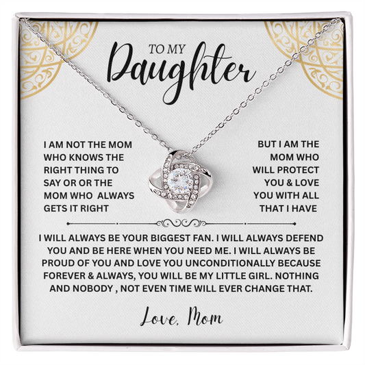 Daughter Gift "To My Daughter, Love Mom" Love Knot Necklace