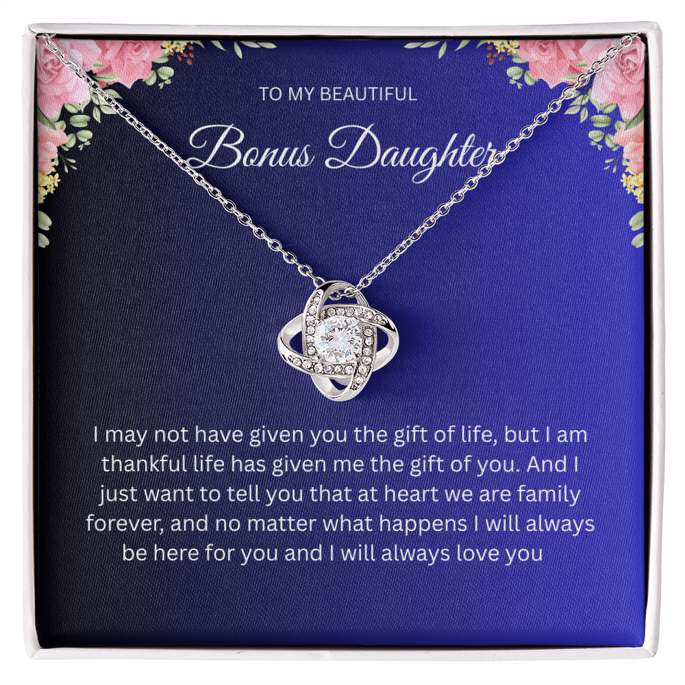 Elegant Love Knot Necklace "To My Beautiful Bonus Daughter"