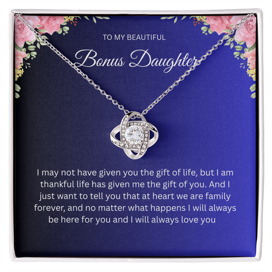 Elegant Love Knot Necklace "To My Beautiful Bonus Daughter"