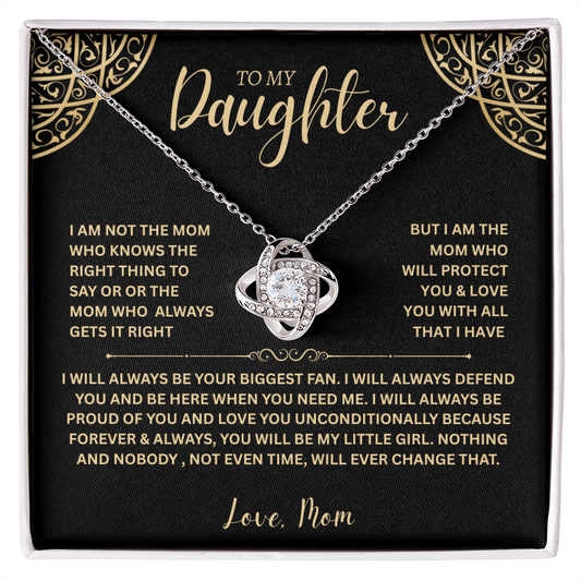 "To My Daughter, Love Mom" Love Gift Love Knot Necklace