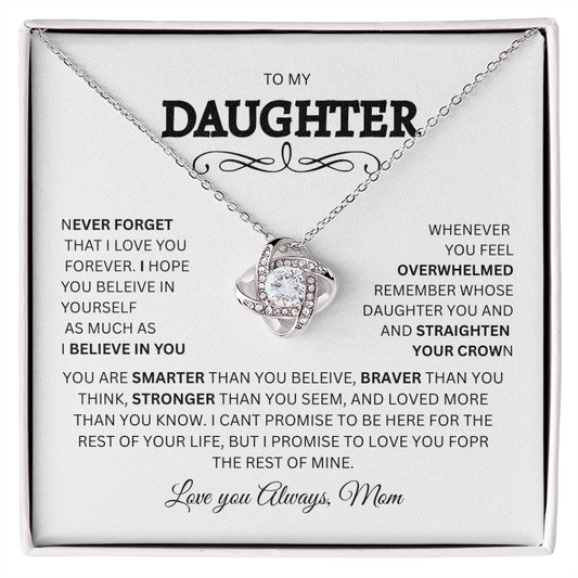 Enchanting Gift for Daughter Love Knot Necklace "To My Daughter, Love Mom"