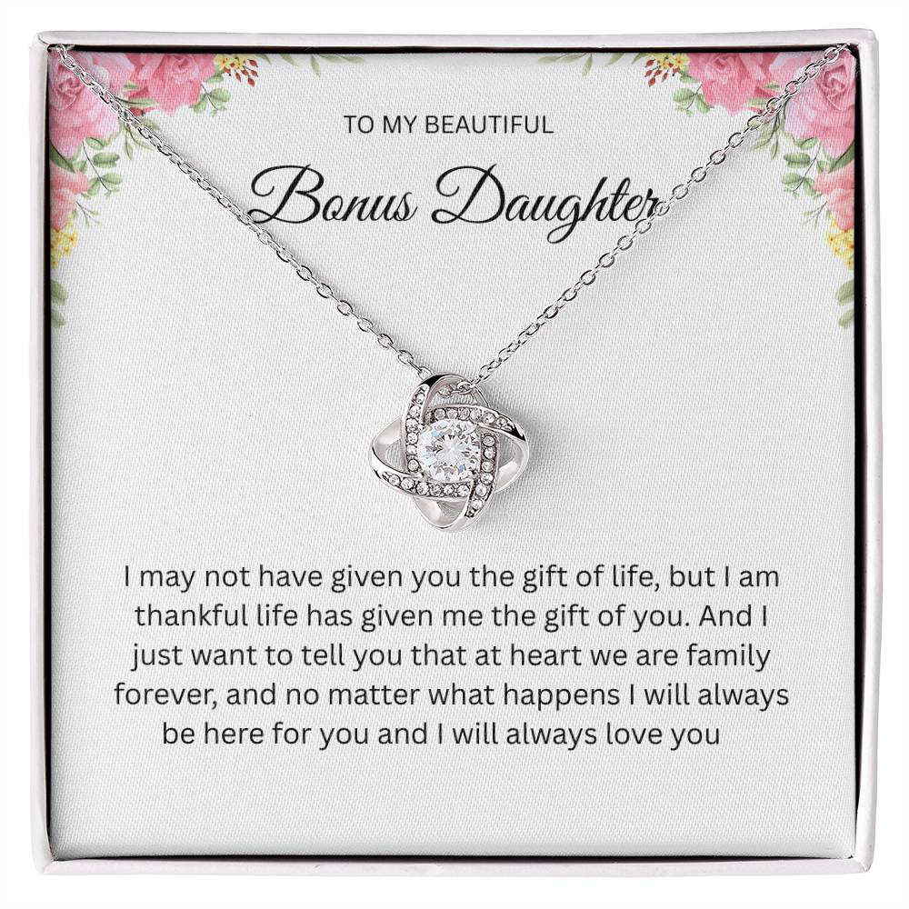 Elegant Love Knot Necklace "To My Beautiful Bonus Daughter"